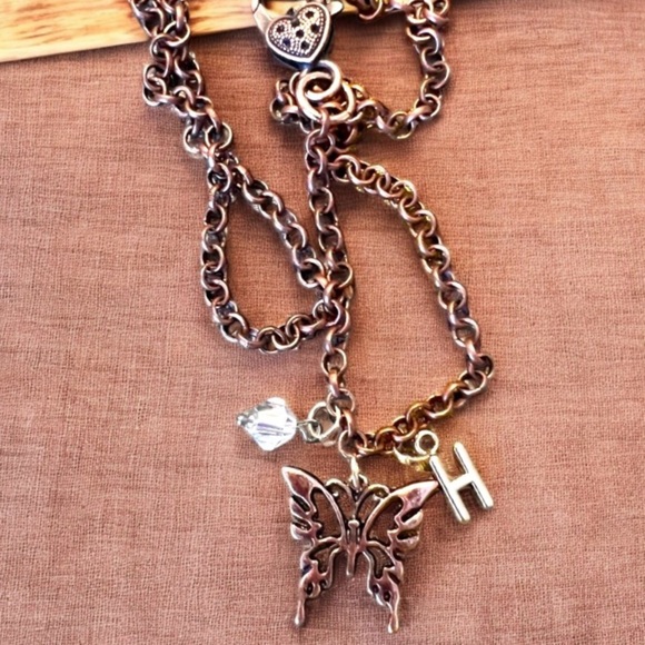 Harry Styles inspired butterfly Initial H and crystal necklace - Picture 4 of 15
